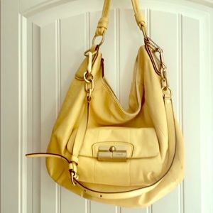 Genuine soft pale yellow Coach hobo